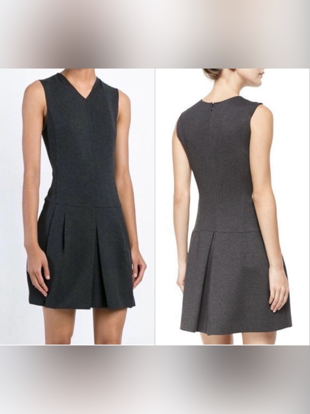 vince gray sleeveless pleated ponte mini dress